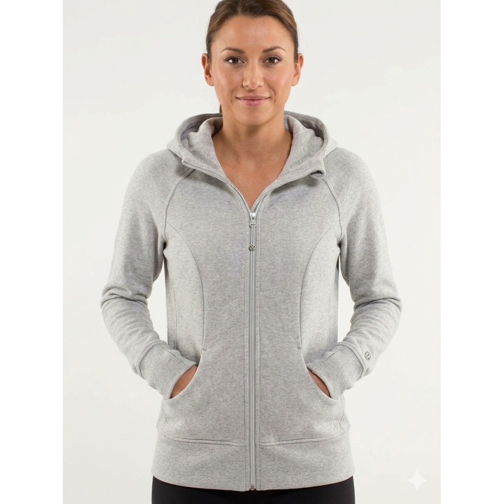 90 Degree by Reflex Womens Heather Gray Full Zip Hoodie Thumbholes Size Large